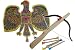 Set : Vogelschießen Vogel Adler bunt 49 cm * 46 cm + Armbrust Kindervogelschießen Armbrust Bogenschießen Schützenkönig nostalgie Adlerschießen Klassik Set Zielscheibe Holzadler Kinder Kind Treff Spiel