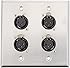 Seismic Audio SA-PLATE29 Stainless Steel Wall Plate 2 Gang with 4 XLR Female Connectors for Cable Installation