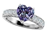 Search : 3.00 cttw 925 Sterling Silver 14K White Gold Plated Lab Created Heart Shape Alexandrite Engagement Ring - Gold Plated Silver