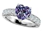 3.00 cttw 925 Sterling Silver 14K White Gold Plated Lab Created Heart Shape Alexandrite Engagement Ring Size 8