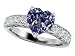 3.00 cttw 925 Sterling Silver 14K White Gold Plated Lab Created Heart Shape Alexandrite Engagement Ring - Gold Plated Silver