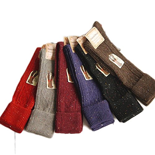 Lovely Annie Women's 6 Pairs Pack Knee Length Wool Socks Size 7-9 Six Colors