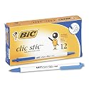 Bic Clic Stic Retractable Ballpoint Pen, Medium, Nonrefillable, Blue Ink (BICCSM11BE)