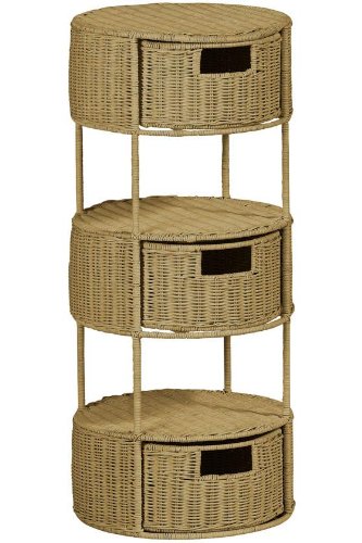 Wicker 3 drawer Storage Tower, 3-DRAWER, HONEY