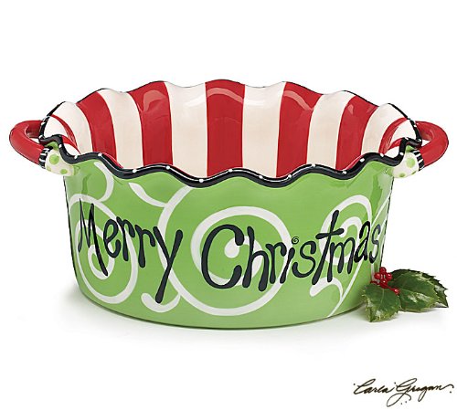 Merry Christmas Casserole Dish With Handles