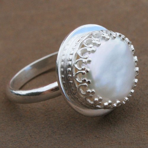 Sterling Silver Tudor Pearl Ring