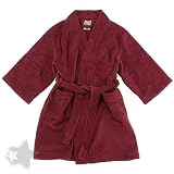 Dark Red Plush Coral Fleece Bath Robe for Boys