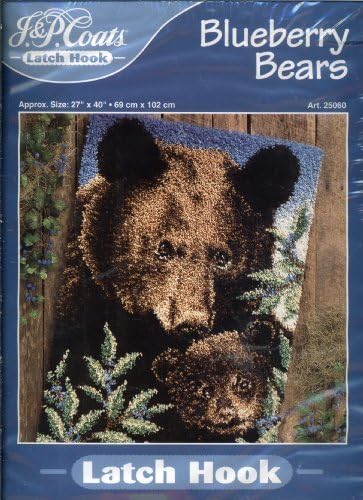 J&amp;P Coats Latch Hook Kit - Blueberry Bears 27" by 40"