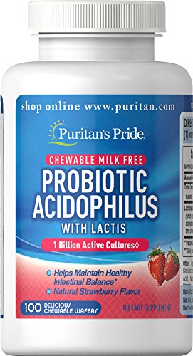 Puritan's Pride Probiotic Acidophilus Chewables Strawberry-100 Chewables Puritan's Pride Probiotic Acidophilus Chewables Strawberry-100 Chewables