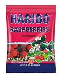Haribo Gummi Candy, Raspberries, 5.0-Ounce Bags (Pack of 12)