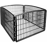IRIS 4-Panel Plastic Pet Pen, Black
