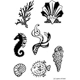 Layers Of Color LOC Under The Sea Clear Designer Art Stamp Set 7 pieces for Mixed Media, Scrapbooking, and Classical Artistic Design made in USA