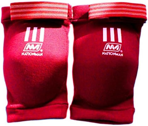 NationMan Red Competition Elbow Pads FREE Shipping for MUAY THAI KICK BOXING MMA (Red, One Size)