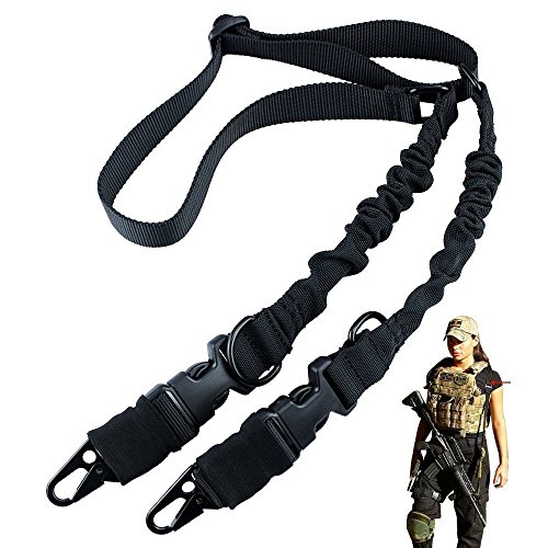 ilauke [Heavy Duty] Multi-Use Rifle Gun Sling 2 Point 2-IN-1 Cord Adjustable Tactical Shoulder Strap Heavy Duty Cord for Huting Outdoor Sports (Black-L)