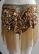 Gold Beaded and Sequinned Hip Scarf/Shawl with Fringe