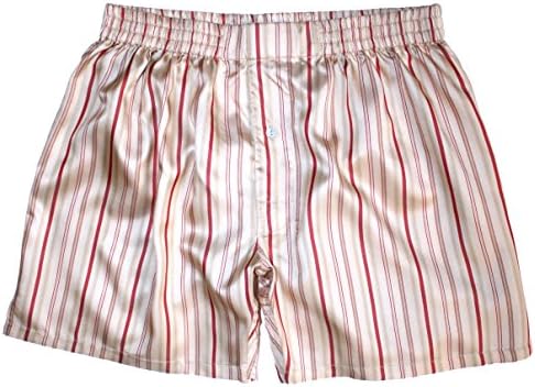 Royal Silk¨ - Sexy Cream Vanilla Madras Stripes - L - MenÕs Silk Boxers