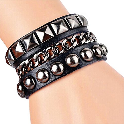 Y-blue Cool Fashion Street Rock Punk Leather Multilayer Bracelet 5 Color