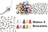 Nambeads © Charm Bracelet Gift Set 1- Makes 5 Complete bracelets. Includes 5 pandora style charn bracelets, 25 Murano glass beads, 10 Tibetan charms, 10 Tibetan Dangle charms, 5 Clip stops and 5 Organza gift bags. DIY bracelet set makes fine presents. We sell bulk packs ofcharms/beads..