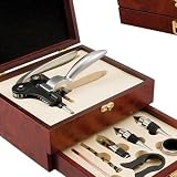 Wine Tool Set Cabernet in Burled Wood Case w/ Drawer - by Picnic Time