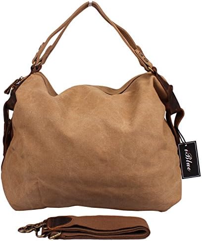 Blueblue Sky Women's Canvas Tote Bag with Zipper 17.3 In#2012 (Khaki 17.3 In)