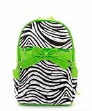 Zebra Lime Green Quilted Backpack