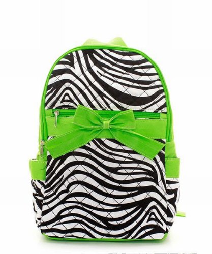 Zebra Lime Green Quilted Backpack