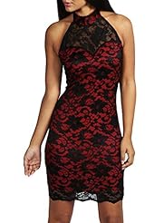 Sexy Nylon/Spandex Cocktail Knee Length Spring Fall Winter Halter Long Sleeves Sleeveless Lace Evening Dress/Bridesmaid Dress/Wedding Party Dress/Mini Dress 