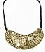ZAD Large and Trendy Gold Beaded Bib Necklace on Braided Black Cord