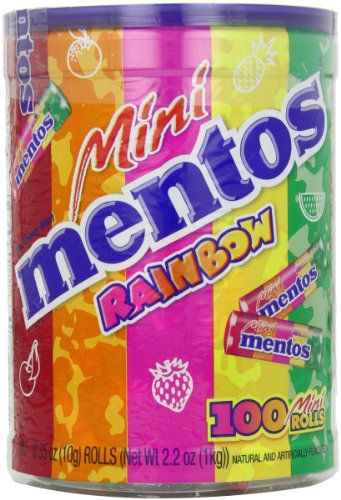 Mentos Mini Rainbow Mint Rolls Tub, 100-Count