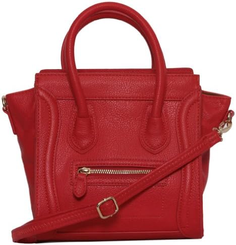 Womens Designer Mini "Poitiers" Tote Structured Shoulder Handbag - Red