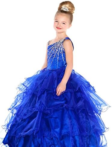 XWHT Little Girls' Pageant Dresses With Beads Crystals Ball Gowns 6 US Royal Blue