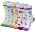 Lot Of 6 Pairs Assorted Computer Design Kids / Girls Socks, 6-8 ( X Large), Pink / Purple / Green / Blue / Orange / Red