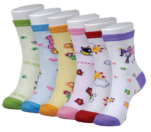 Lot Of 6 Pairs Assorted Computer Design Kids / Girls Socks