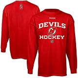 Reebok New Jersey Devils Authentic Progression Team Hockey Long Sleeve T-Shirt - Red (Large)