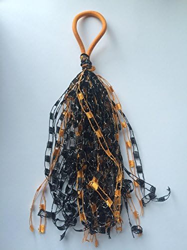 Ponytail Holder, Elastic, Yarn Ponytail Holders, Halloween, Black, Orange, ribbon