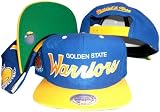 Golden State Warriors Script Blue/Yellow Two Tone Snapback Adjustable Plastic Snap Back Hat / Cap