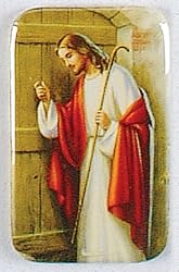 Religious Magnet -Jesus Knocking - 1and 3/4"x2and3/4" - A Cromo NB (Milano, Italy) protected by a mylar film