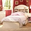 South Shore Summer Breeze Twin Bookcase Headboard and Storage Bed in White Wash