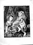 COPIE DE 1870 D'ENFANTS DE PETITES FILLES DE JOUET DE POUPÉE ARBRES DE JARDIN