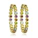 18k Yellow Gold Plated Sterling Silver Multi-Gemstone Hoop Earrings (1.2
