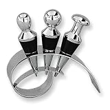 Chrome Holder and Set of Three Bottle Wine Stoppers
