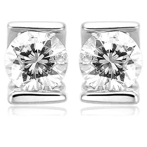 14k White or Yellow Gold Bar Set Diamond Stud Earrings (.20 cttw, J Color, I2 Clarity) (1/5 cttw)