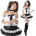 ◆小悪魔コスプレ◆可愛いゴスロリ衣装白×黒◆