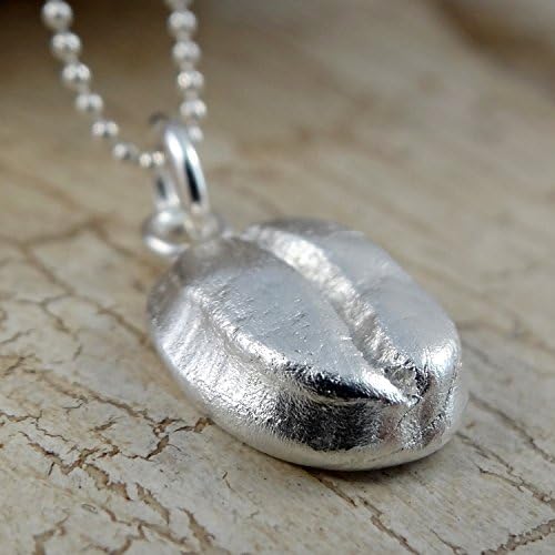 Handmade recycled fine silver coffee bean necklace