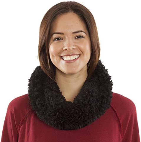Samshine Women's Ultra Warm Fur Lined Infinity Winter Scarf (Black)