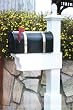 Black Mailbox with Brass Straps [CAPITOL CITY LUMBER]