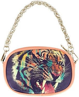HomeWishes Tiger PU Leather Chain Purse for Women Girls Pink