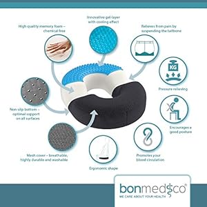 Bonmedico Orthopedic Hemorrhoid Pillow Memory Foam Gel Donut