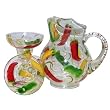 ArtisanStreet's 3-Piece Margarita Set. Glasses & Matching Pitcher in Chili Design. Hand Painted.