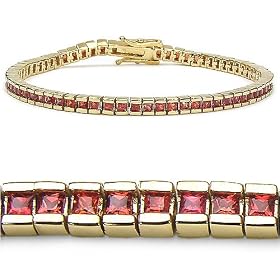 4.15 Carat Genuine Orange Sapphire Silver Bracelet by